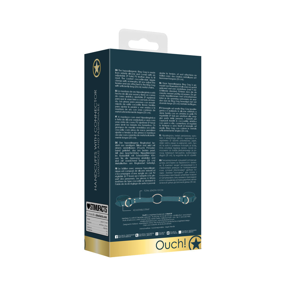 Ouch! Halo Ringed Handcuffs With Connector Green - Fantasies Boutique