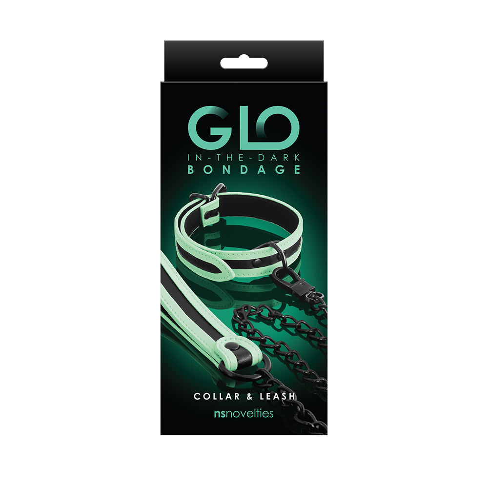 GLO Bondage Collar & Leash Green - Fantasies Boutique