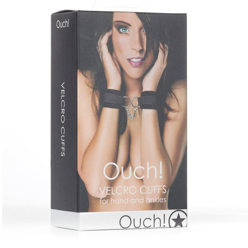 Ouch! Adjustable Velcro Hand & Ankle Cuffs Black - Fantasies Boutique