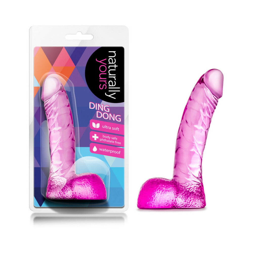 Naturally Yours Ding Dong Realistic 5.5 in. Dildo with Balls Pink - Fantasies Boutique