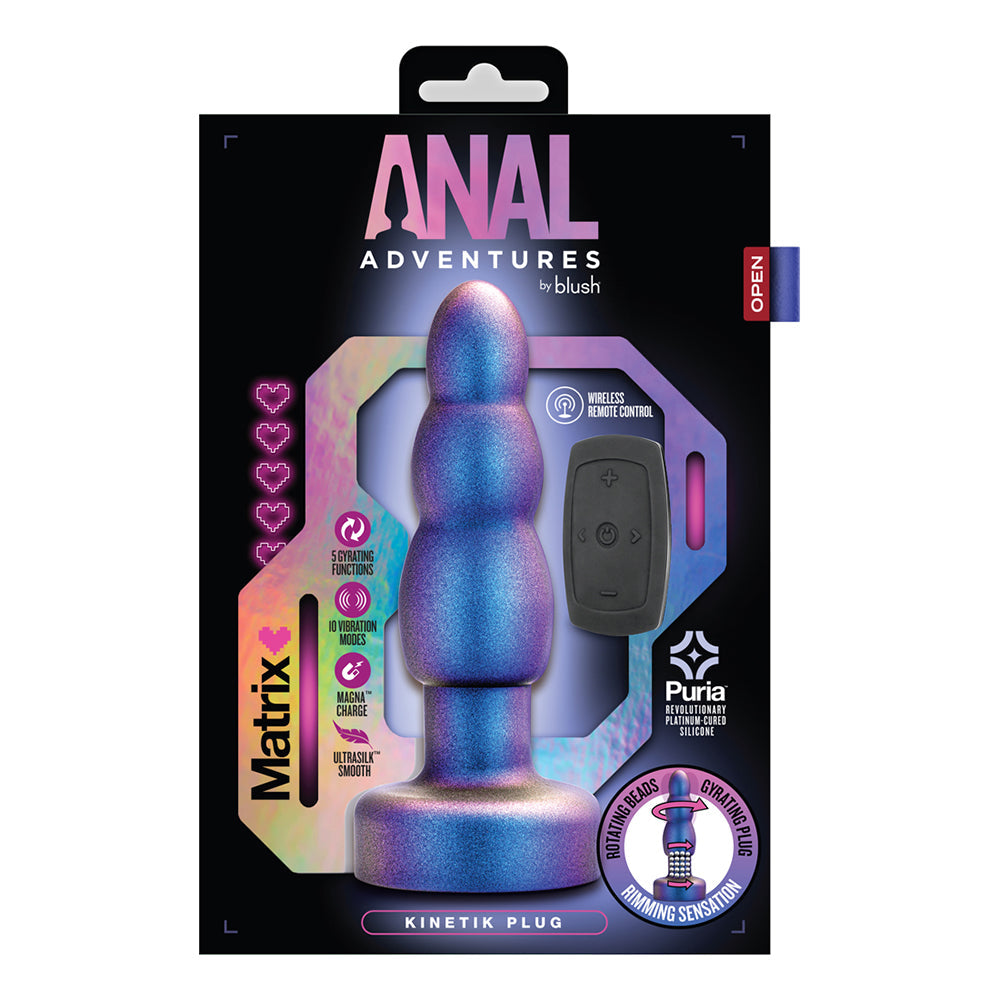 Anal Adventures Matrix Kinetik Plug with Remote Space Age Blue - Fantasies Boutique