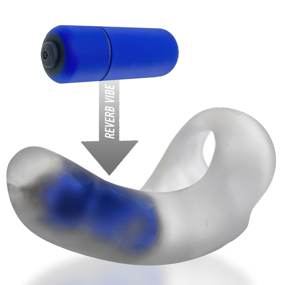 Hunkyjunk Buzzfuck Cock & Ball Sling with Taint Vibrator Clear Ice - Fantasies Boutique