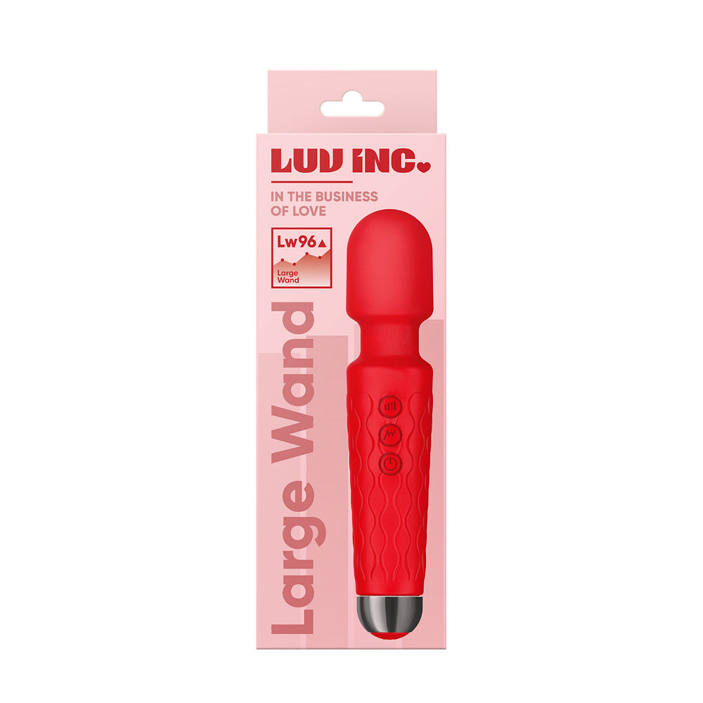 Luv Inc Lw96 Large Wand Rechargeable Flexible Silicone Vibrator Red - Fantasies Boutique