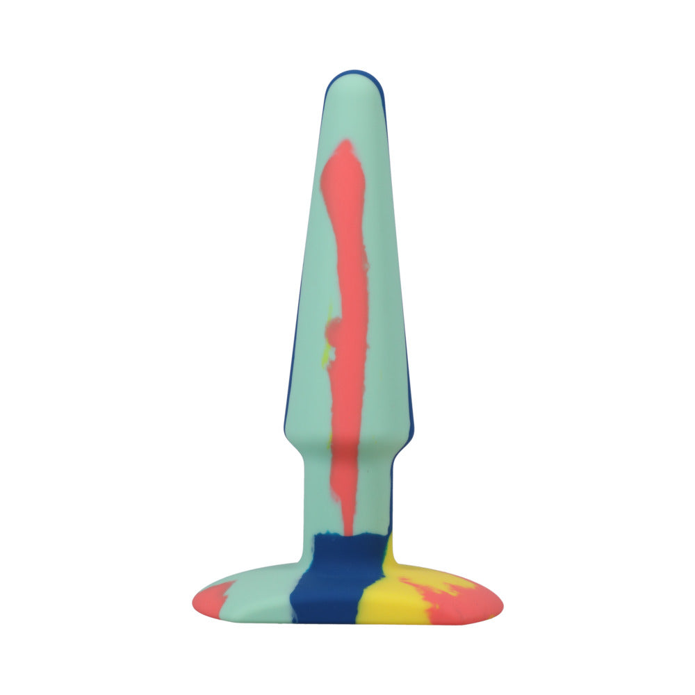 A-Play Groovy Silicone Anal Plug 5 in. Multi-Colored, Yellow - Fantasies Boutique