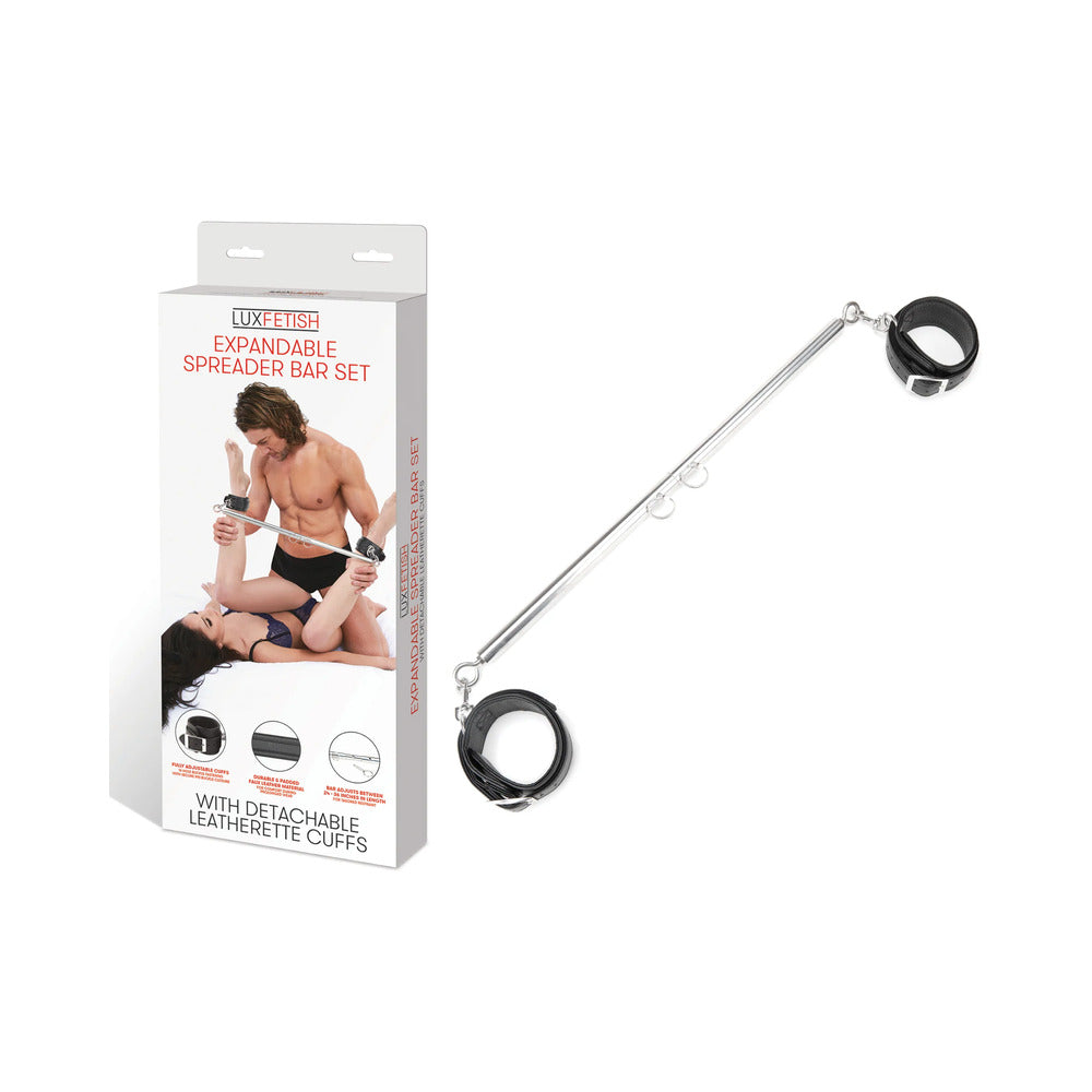 Lux Fetish Expandable Spreader Bar Set with Detachable Leatherette Cuffs - Fantasies Boutique