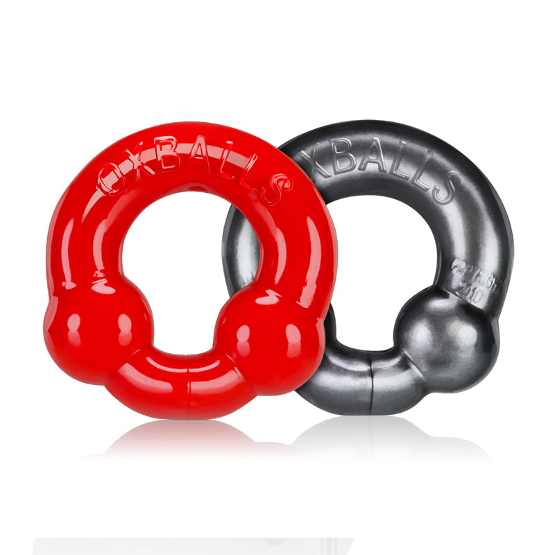 OxBalls 2-Pack Cockring, Steel & Red - Fantasies Boutique
