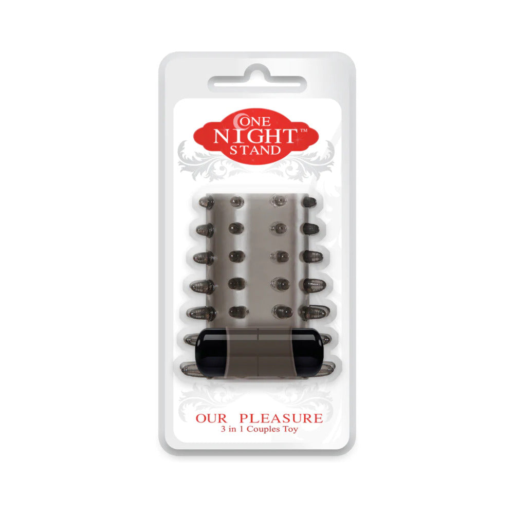 Evolved One Night Stand Our Pleasure 3-in-1 Couples Toy Vibrating Penis Sleeve Smoke - Fantasies Boutique
