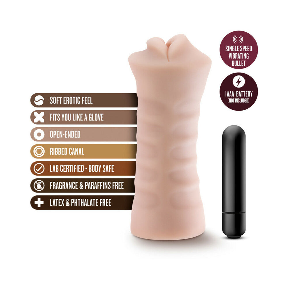 M for Men Skye Oral Stroker with Bullet Vibrator Beige - Fantasies Boutique