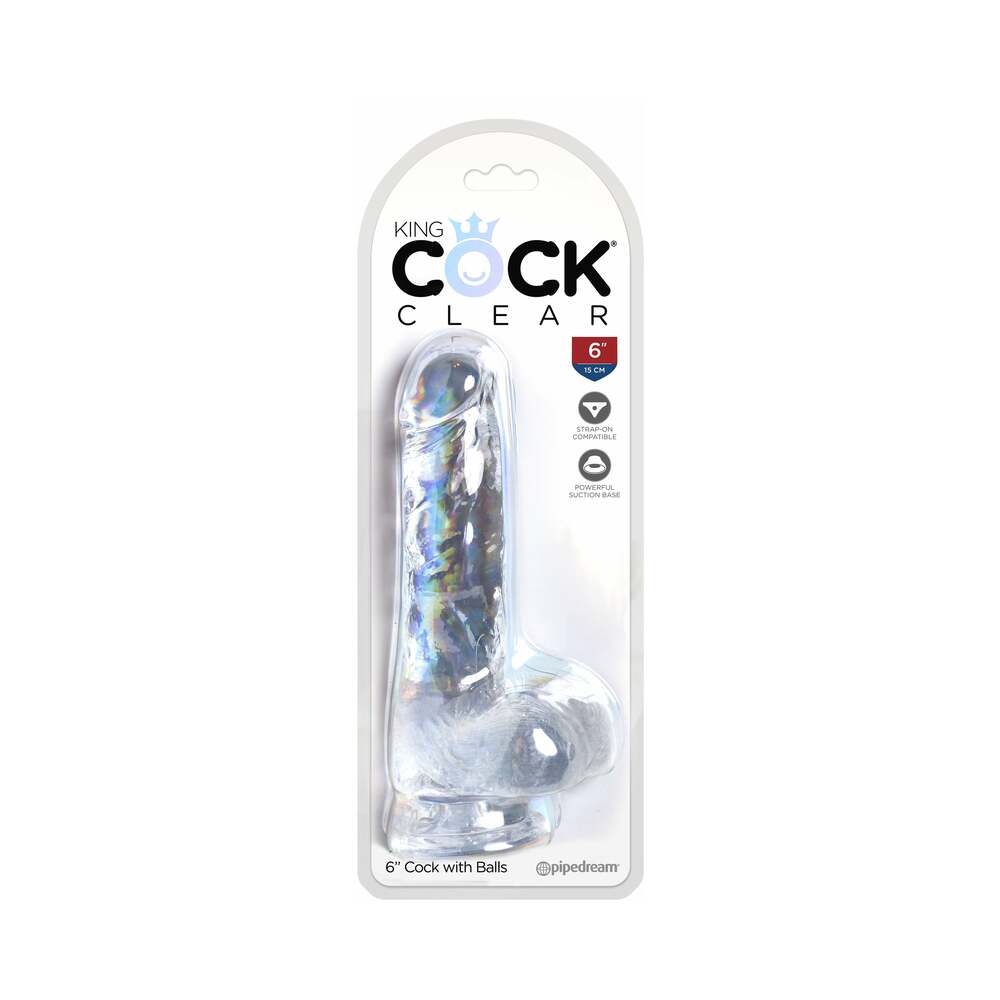 King Cock Clear 6 in. Cock With Balls Realistic Suction Cup Dildo - Fantasies Boutique