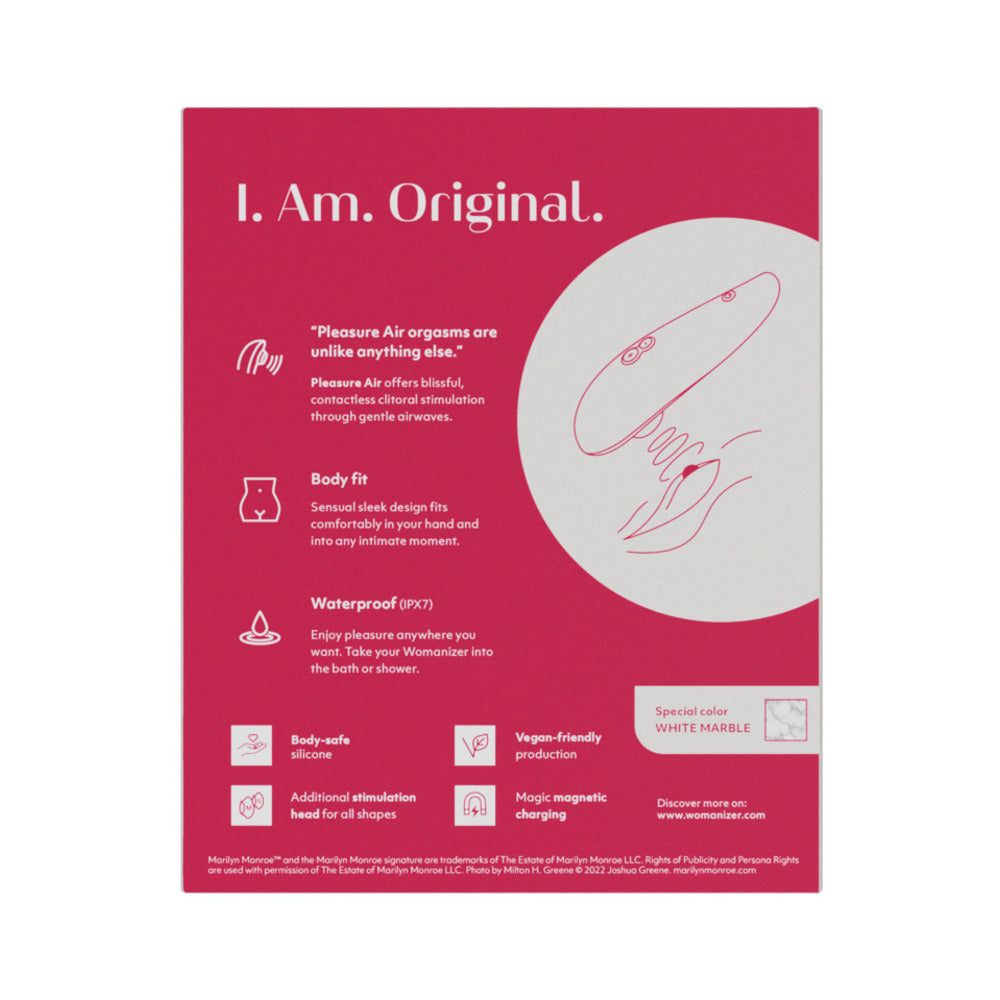 Womanizer x Marilyn Monroe Classic 2 Special Edition Pleasure Air Clitoral Stimulator White Marble - Fantasies Boutique