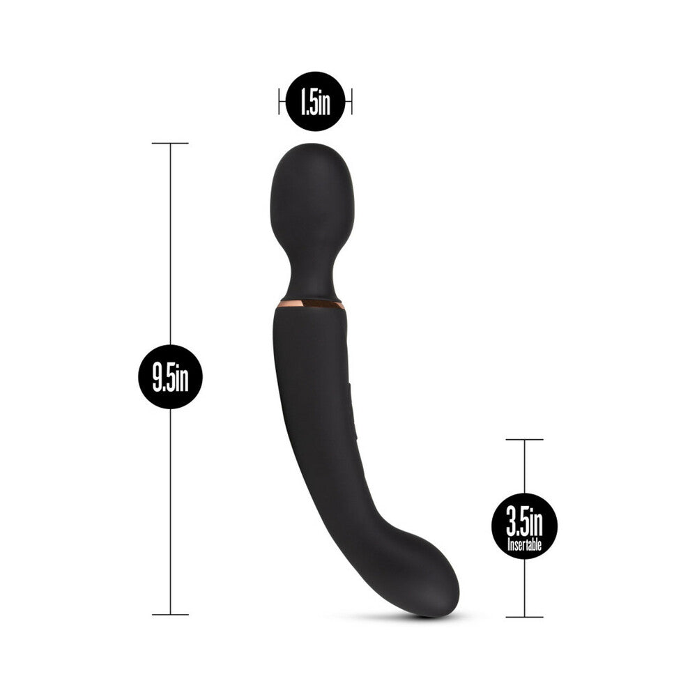 Blush Lush Gia Rechargeable Silicone Dual-Ended G-Spot and Wand Vibrator Black - Fantasies Boutique