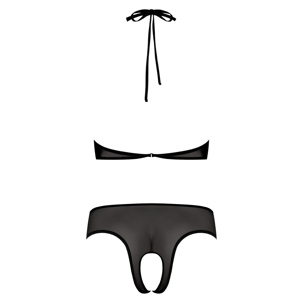 Magic Silk Forever Mesh Crotchless Underboob Teddy With Split Back Black S/M - Fantasies Boutique