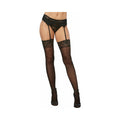 Dreamgirl Sheer Nylon Thigh-High Stockings With Lace Top Black OS - Fantasies Boutique