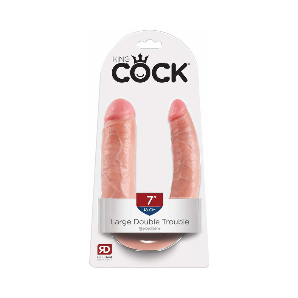 King Cock Double Trouble Large 7 in. Realistic Dual-Ended Dildo Beige - Fantasies Boutique