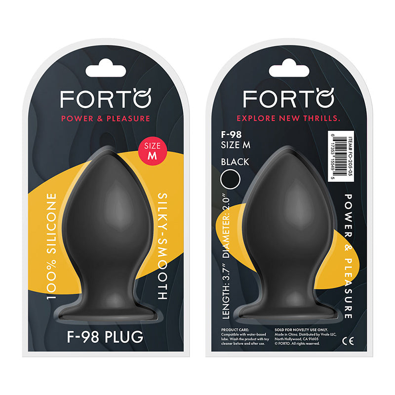 Forto F-98 Cone Silicone Anal Plug Medium Black - Fantasies Boutique
