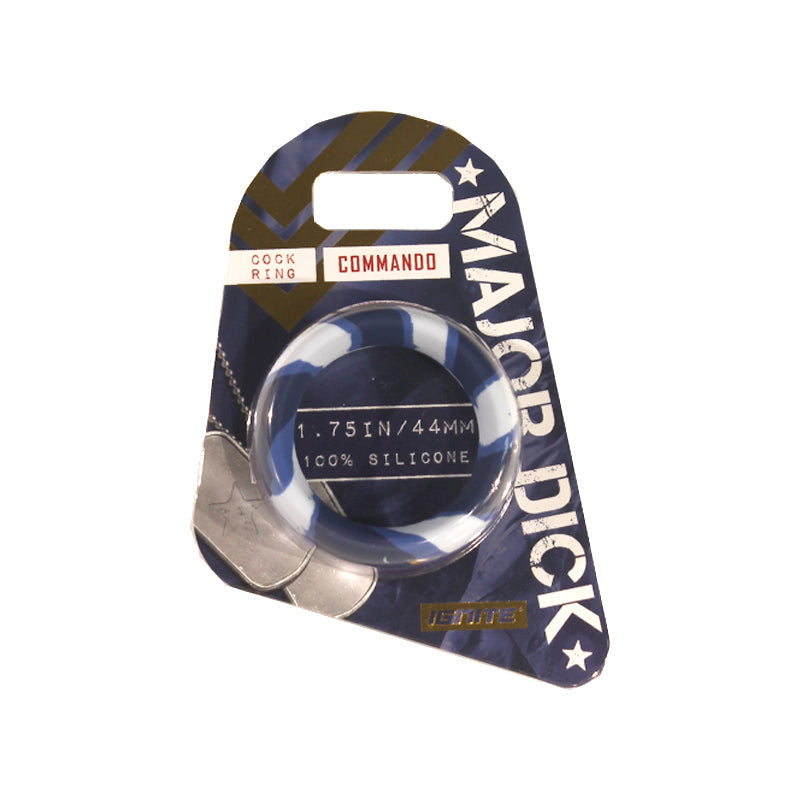 Major Dick Commando Cock Ring Blue Camo 1.75in - Fantasies Boutique