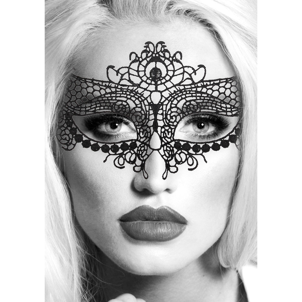 Ouch! Black & White Queen Lace Eye Mask Black - Fantasies Boutique