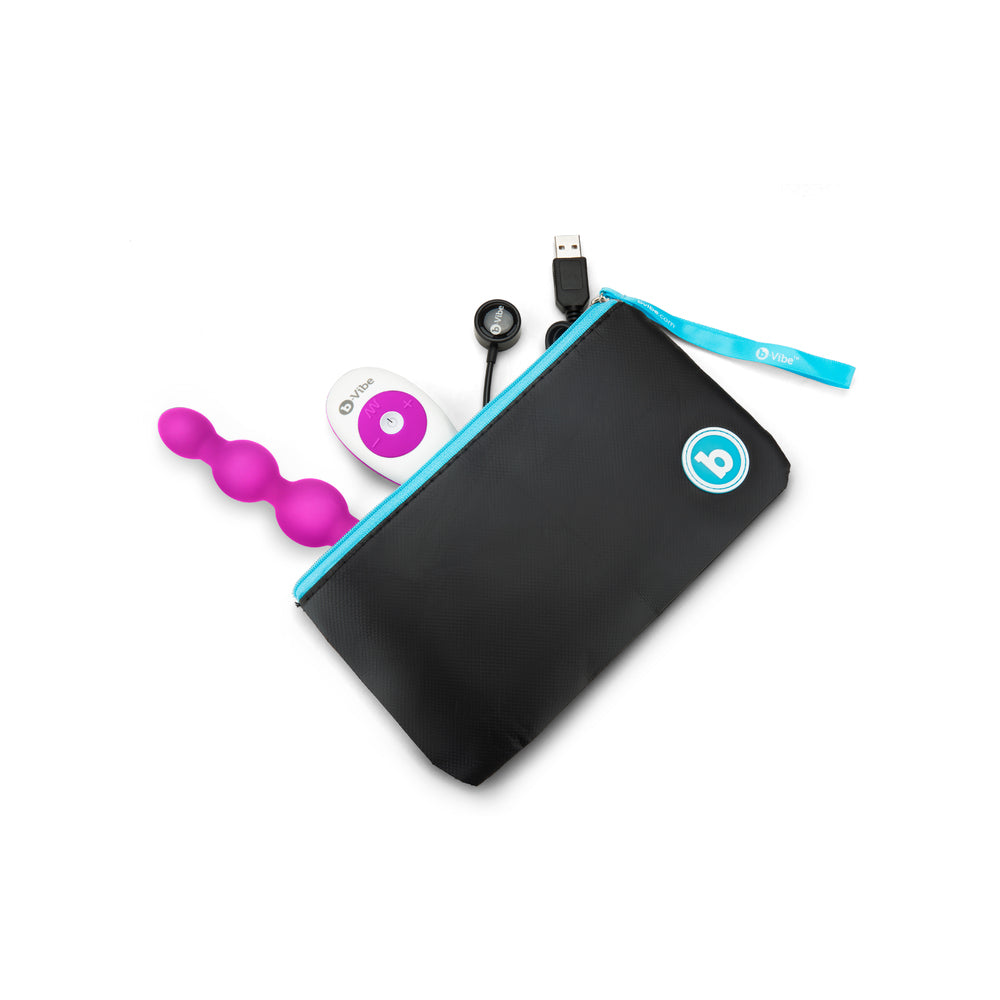 b-Vibe Triplet Rechargeable Remote-Controlled Vibrating Anal Beads Plug Fuchsia - Fantasies Boutique