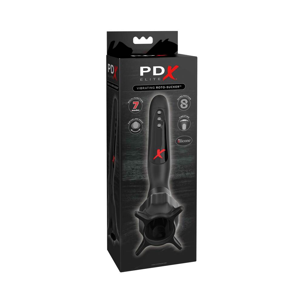 PDX Elite Vibrating Roto-Sucker Swiveling Suction Masturbator Black - Fantasies Boutique