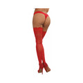 Dreamgirl Sheer Thigh-High Stockings with Silicone Lace Top Red OS - Fantasies Boutique
