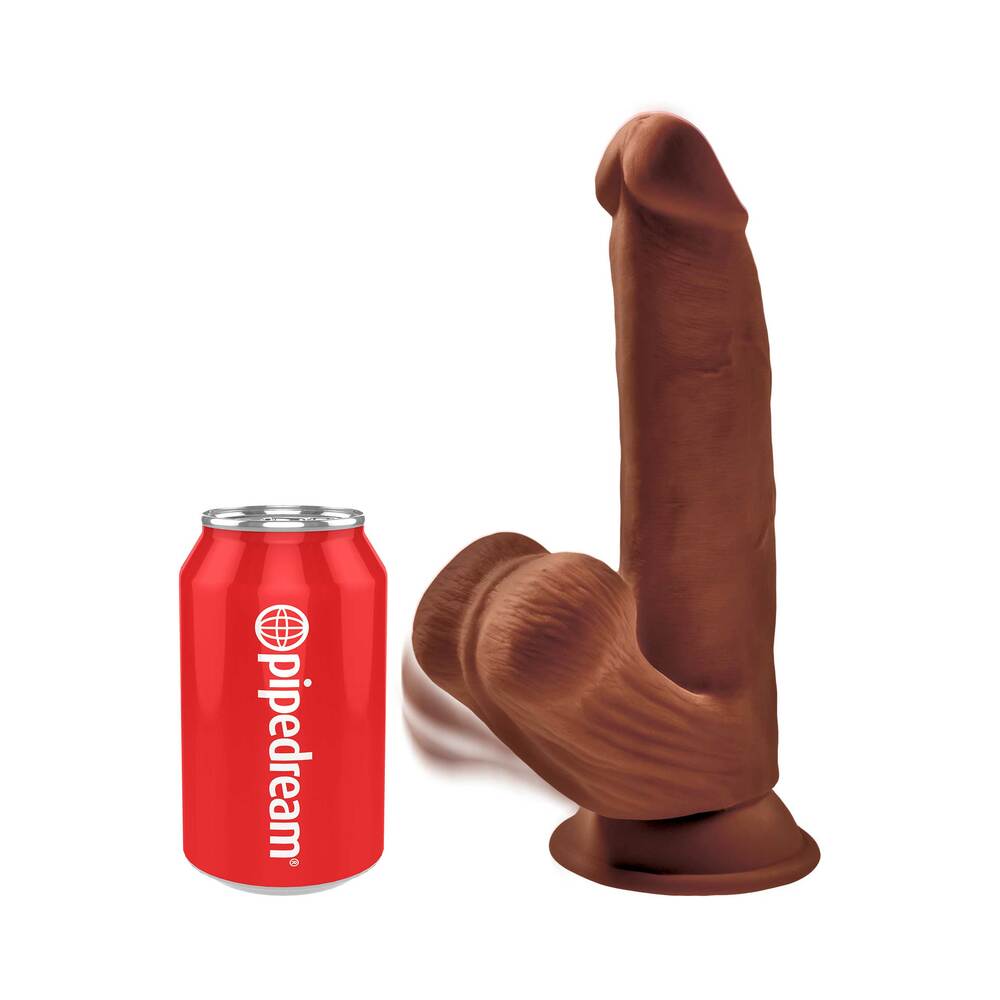 King Cock Plus 8 in. Triple Density Cock With Swinging Balls Dildo Brown - Fantasies Boutique