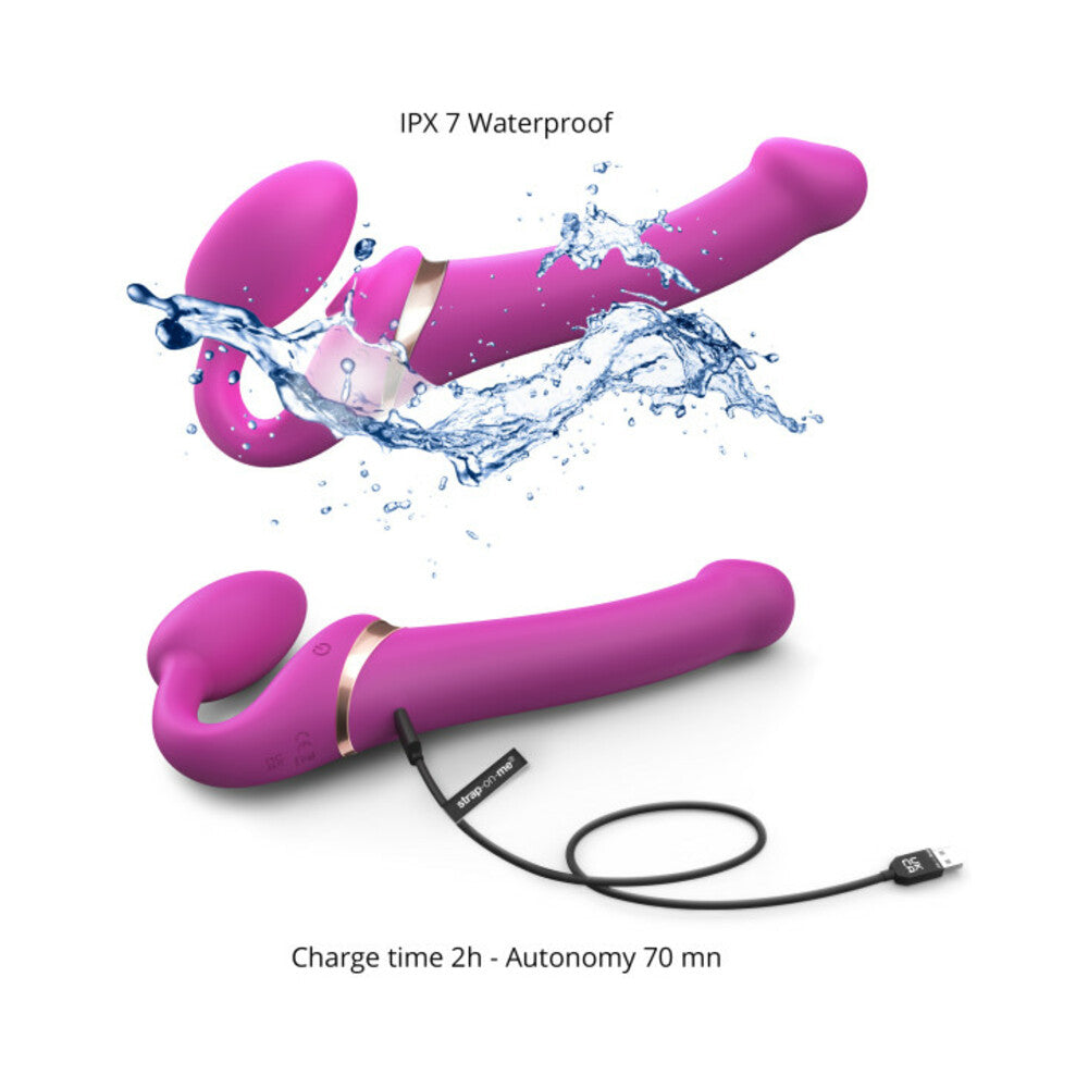 Strap-On-Me Rechargeable Remote-Controlled Multi Orgasm Bendable Strap-On Fuchsia L - Fantasies Boutique