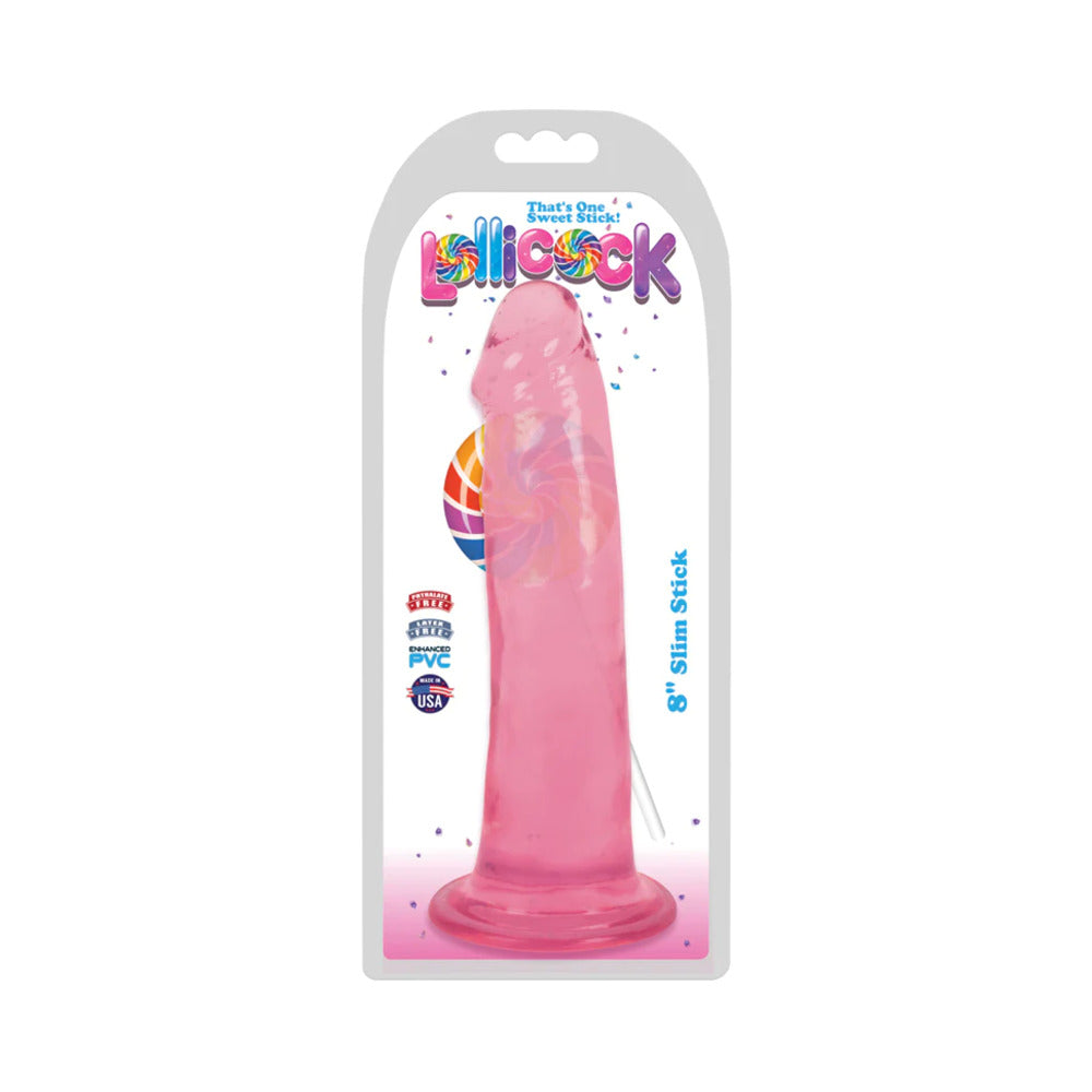 Curve Toys Lollicock Slim Stick 8 in. Dildo with Suction Cup Cherry Ice - Fantasies Boutique
