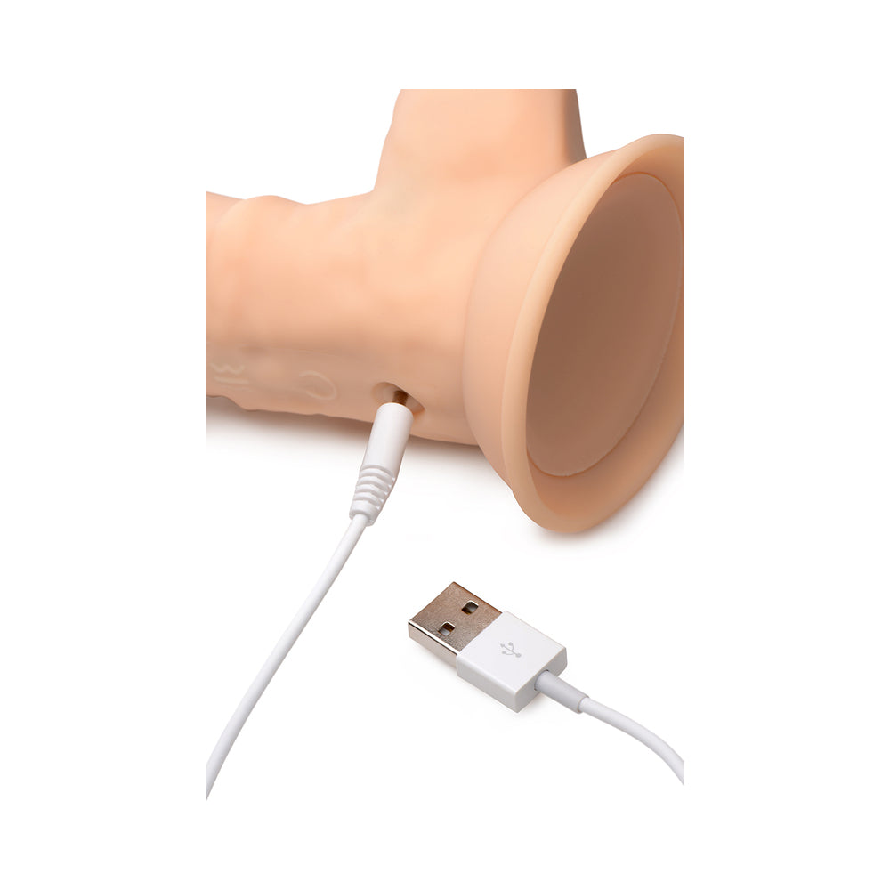 Curve Toys FLESHSTIXXX Rechargeable 8 in. Posable Vibrating Dildo with Balls & Suction Cup Beige - Fantasies Boutique