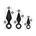 Blush Anal Adventures Platinum Silicone 3-Piece Loop Plug Kit Black - Fantasies Boutique