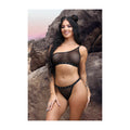 Fantasy Lingerie Vibes Bad Bitch One-Shoulder Bling Bralette & Bikini Panty Black L/XL - Fantasies Boutique