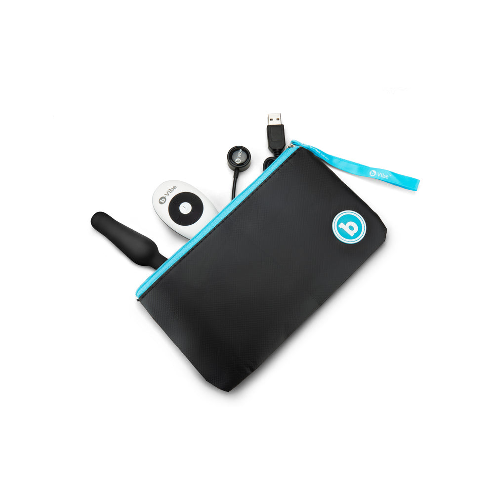 b-Vibe Novice Rechargeable Remote-Controlled Vibrating Silicone Anal Plug Black - Fantasies Boutique