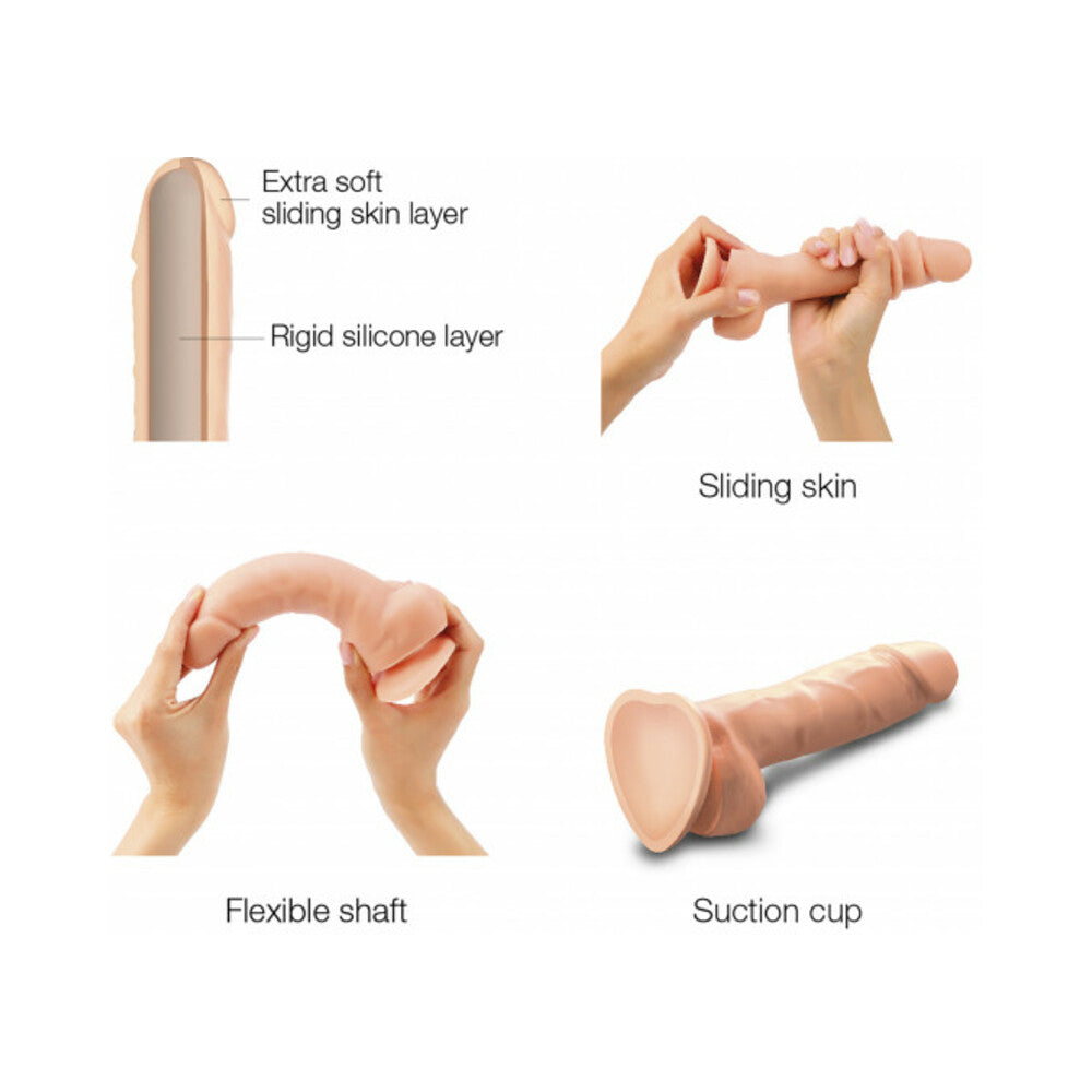 Strap-On-Me Realistic Collection Sliding Skin Dual-Density Silicone Dildo Vanilla M - Fantasies Boutique