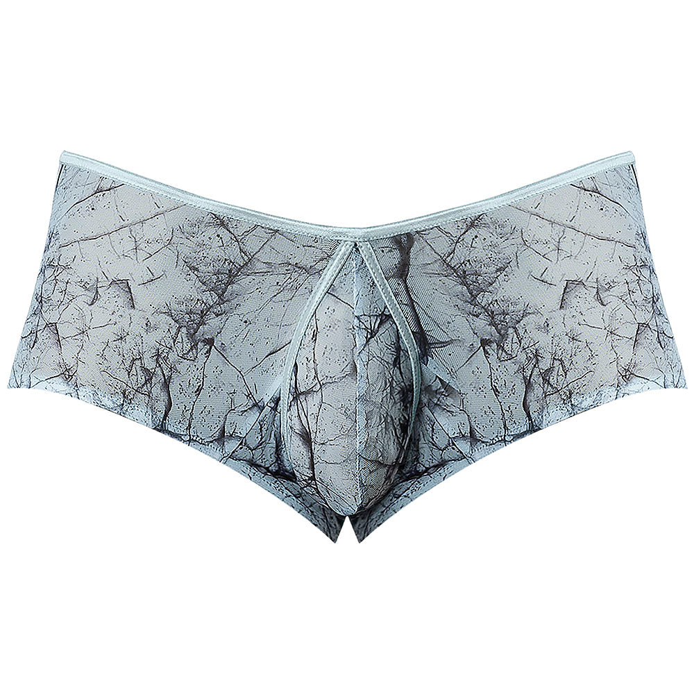 Male Power Marble Mesh Micro Mini Short Silver Blue L