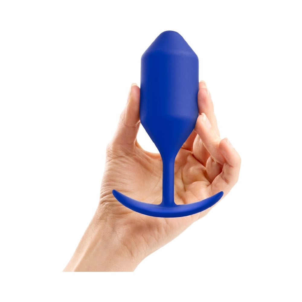 b-Vibe Snug Plug 4 Weighted Silicone Anal Plug Navy - Fantasies Boutique