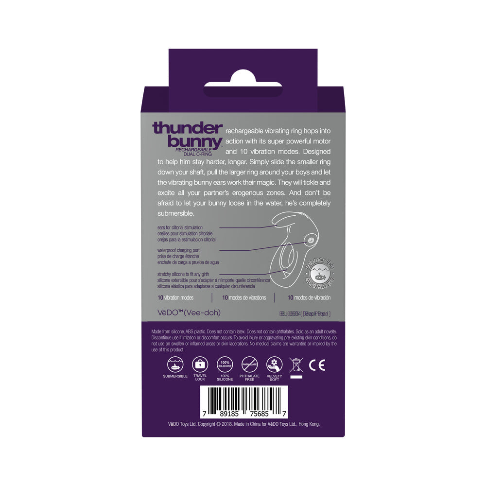 VeDo Thunder Bunny Rechargeable Dual C Ring Purple - Fantasies Boutique