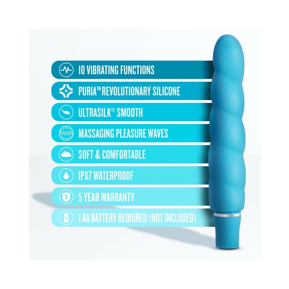 Blush Luxe Anastasia Silicone Slimline Vibrator Aqua - Fantasies Boutique