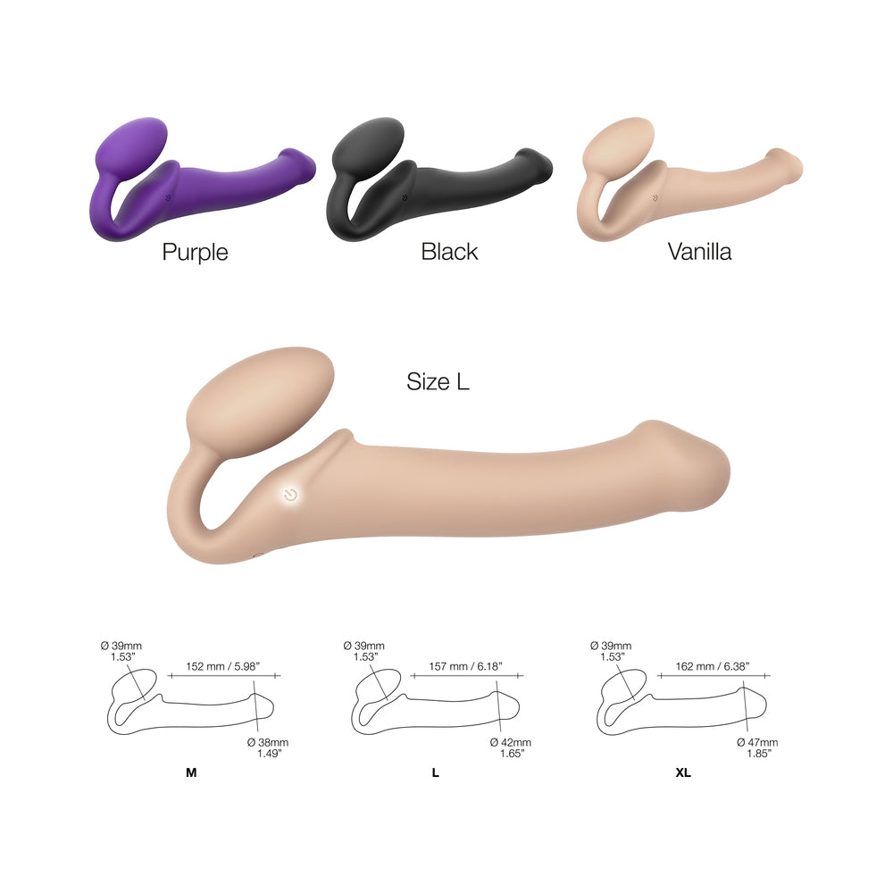 Strap-On-Me Rechargeable Remote-Controlled Silicone Vibrating Bendable Strap-On Vanilla L - Fantasies Boutique