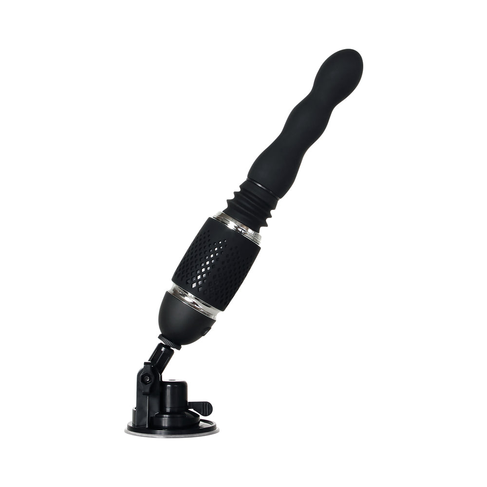 Evolved Thrust & Go Thrusting Vibrator With 2 Shafts and Suction Cup Base Black - Fantasies Boutique