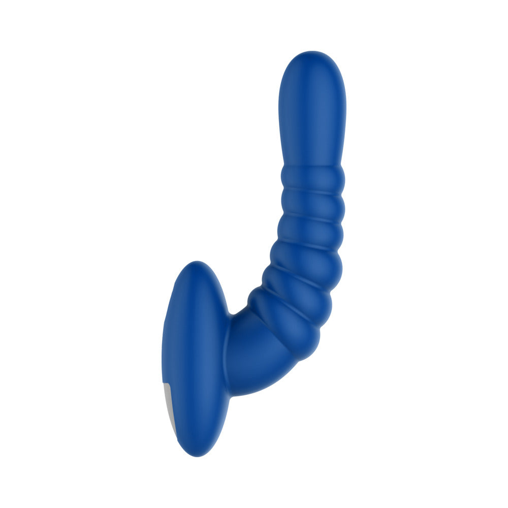 Forto Ribbed Pro Rechargeable Silicone Vibrating Anal Massager Blue - Fantasies Boutique