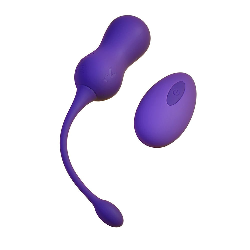 Playboy Double Time Rechargeable Remote Controlled Vibrating Silicone Dual Kegel Balls Acai - Fantasies Boutique