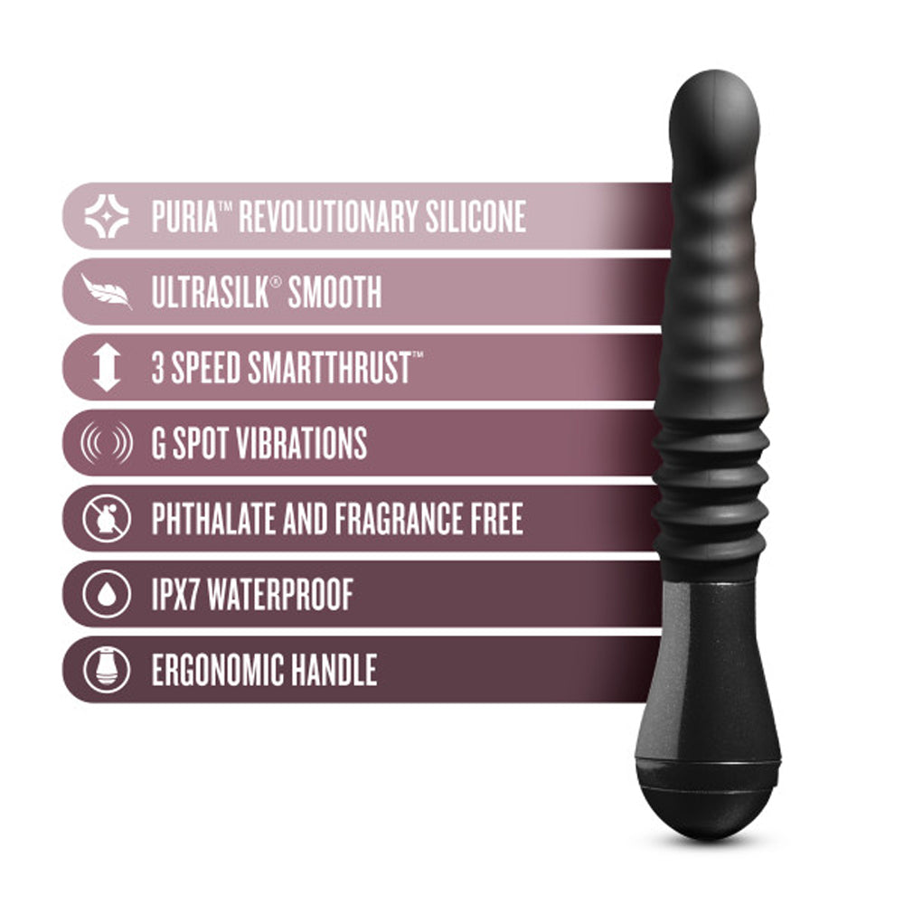 Temptasia Lazarus Rechargeable 10 in. Silicone Thrusting Dildo Black - Fantasies Boutique