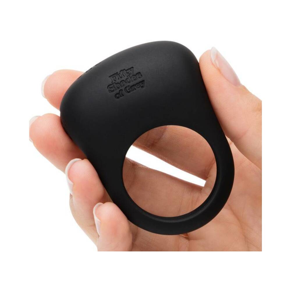 Fifty Shades of Grey Sensation Rechargeable Silicone Vibrating Love Ring Black - Fantasies Boutique
