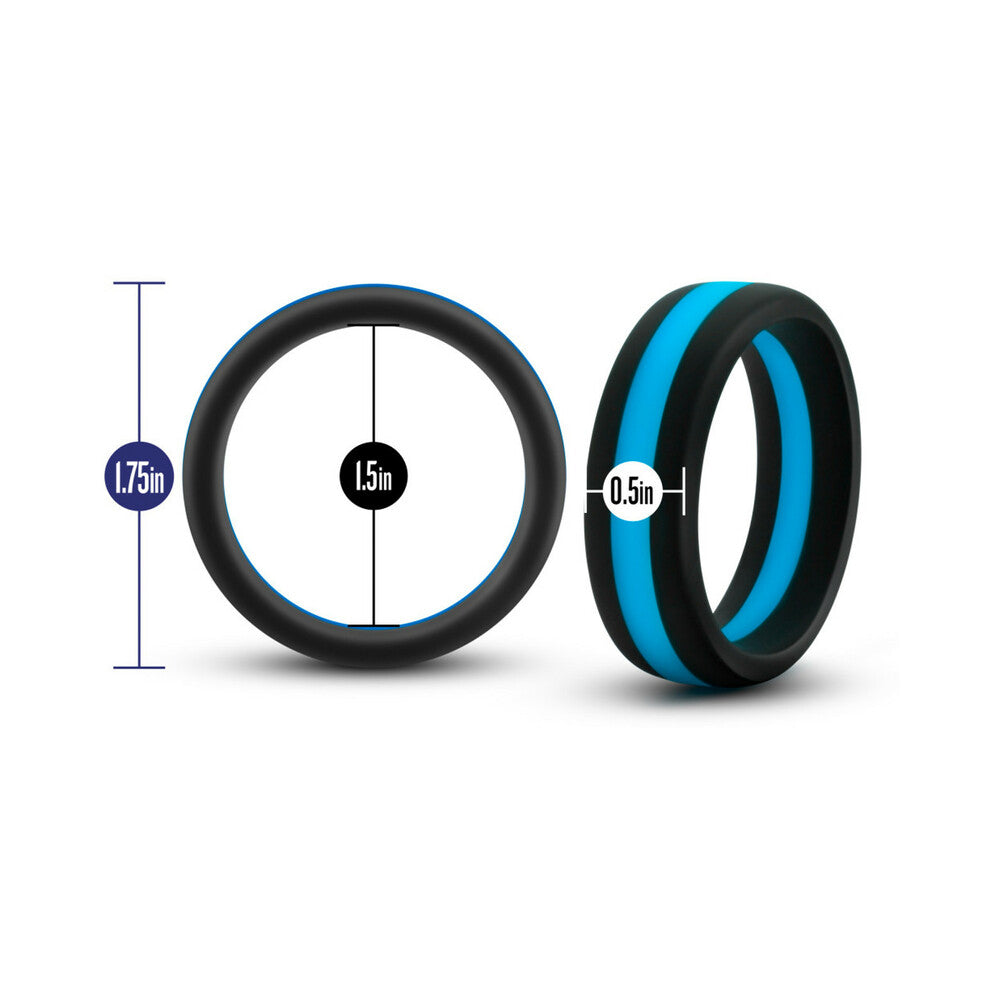 Blush Performance Silicone Go Pro Cock Ring Black/Indigo/Black - Fantasies Boutique