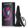 Forto Vibrating Ribbed Plug Rechargeable Remote-Controlled Silicone Anal Plug Large Black - Fantasies Boutique