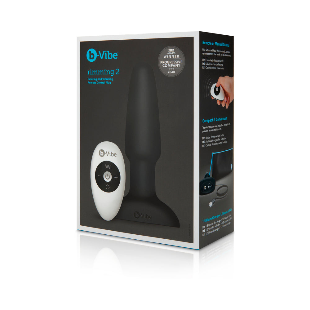 b-Vibe Rimming 2 Rotating and Vibrating Remote Control Plug Black - Fantasies Boutique