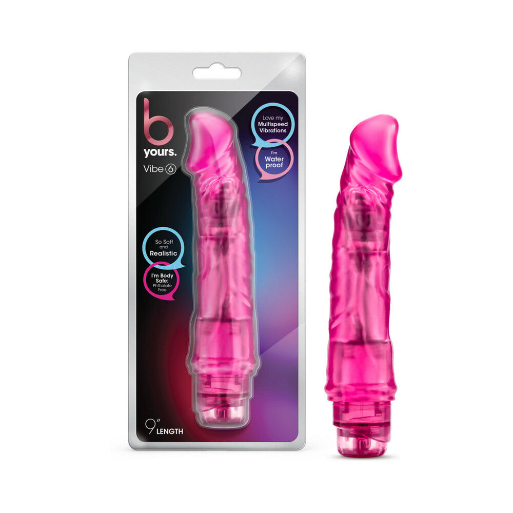 B Yours Vibe 6 Realistic 9.25 in. Vibrating Dildo Pink - Fantasies Boutique