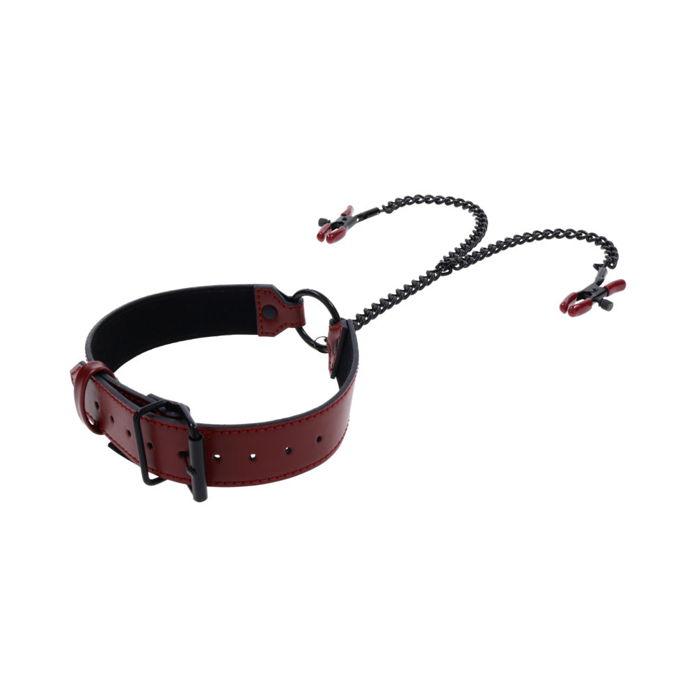 Sportsheets Saffron Collar with Nipple Clamps - Fantasies Boutique