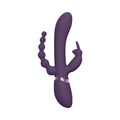 VIVE RINI Rechargeable Triple-Motor Pulse-Wave Dual Entry Silicone Rabbit Vibrator Purple - Fantasies Boutique