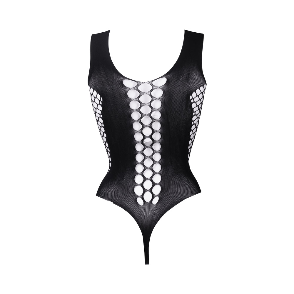 Shots Le Desir Contrast Fence Net Teddy Black O/S - Fantasies Boutique