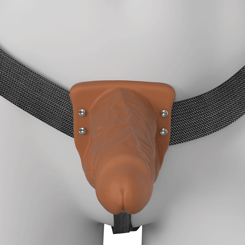 Fantasy X-Tensions Elite Vibrating Hollow Silicone Strap-On 6 in. Brown